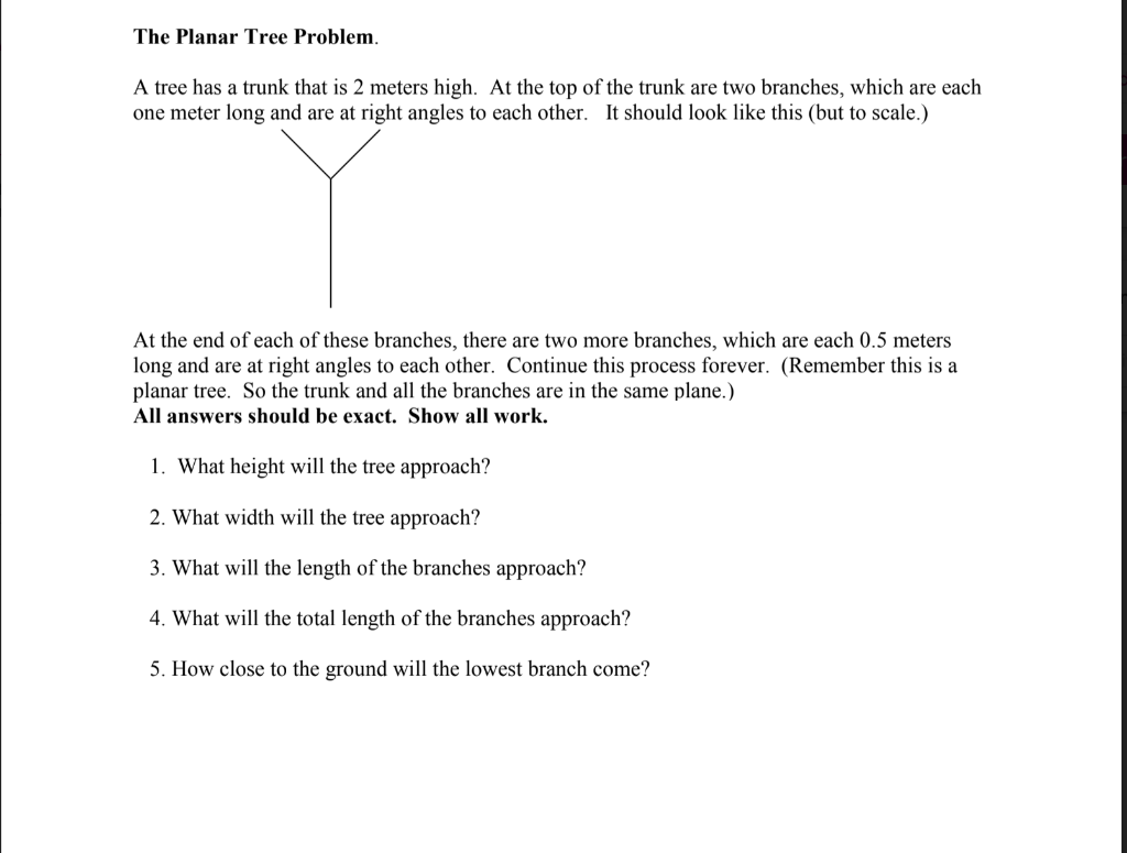 The Planar Tree Problem. A tree has a trunk that