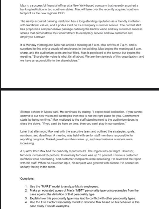 i need 4th question answer Max is a successful