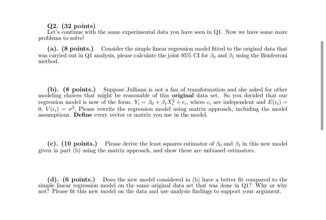 Q2. (32 points) Let's continue with the same