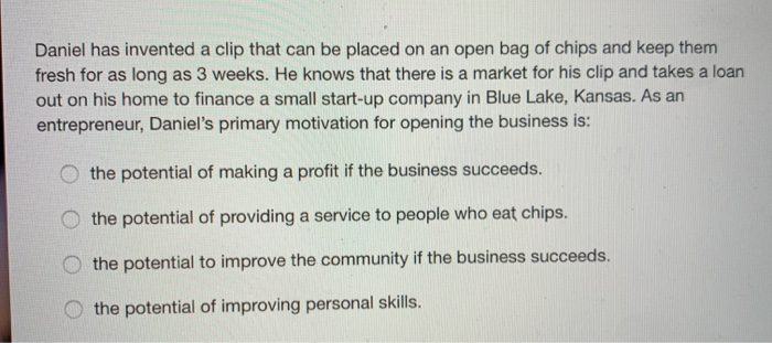 Daniel has invented a clip that can be placed on