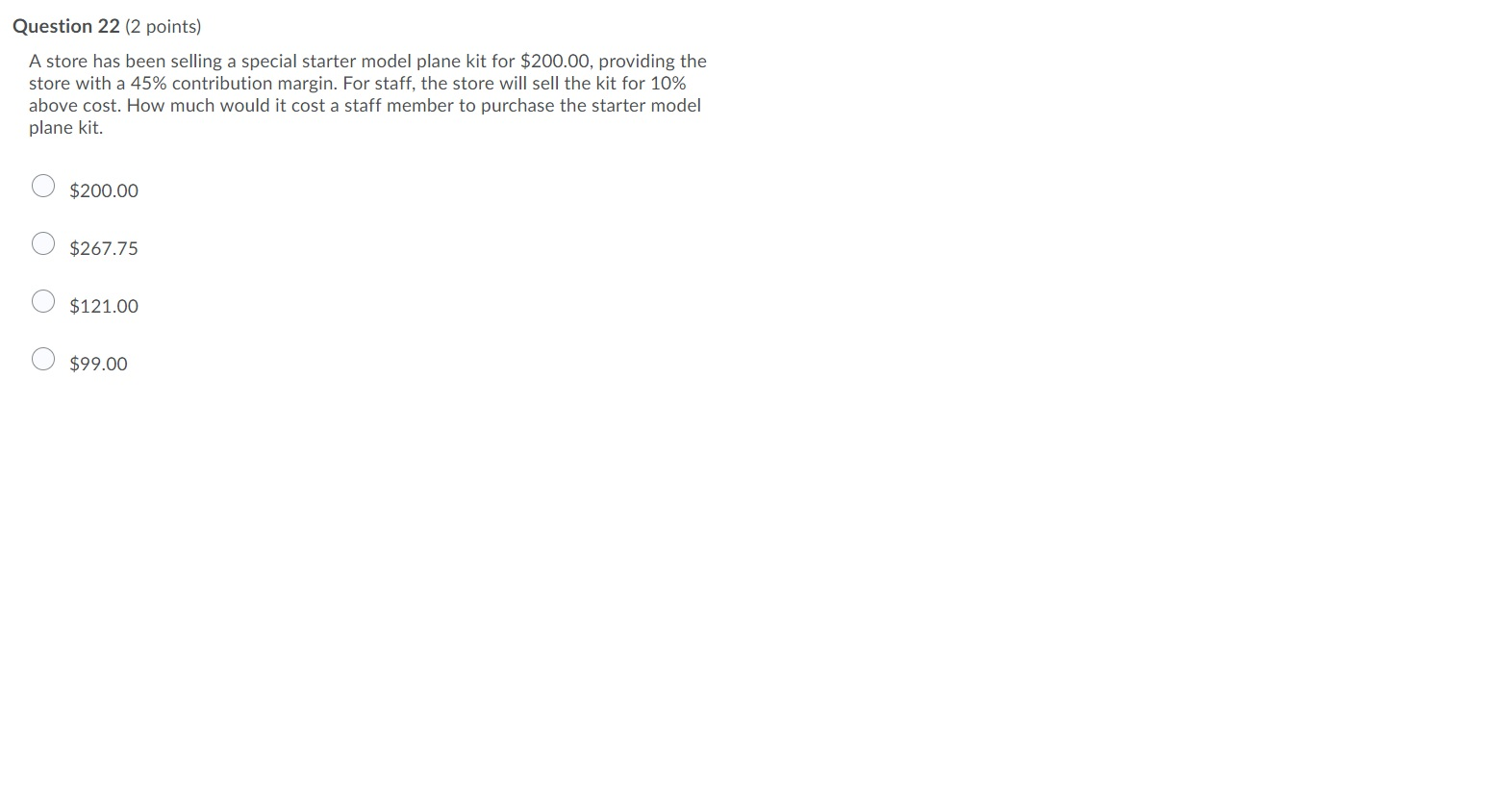 Question 22 (2 points) A store has been selling a