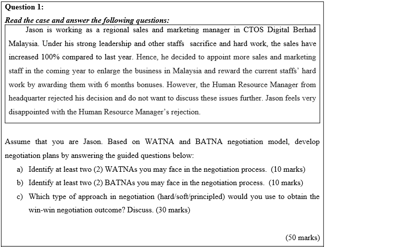 Question 1: Read the case and answer the