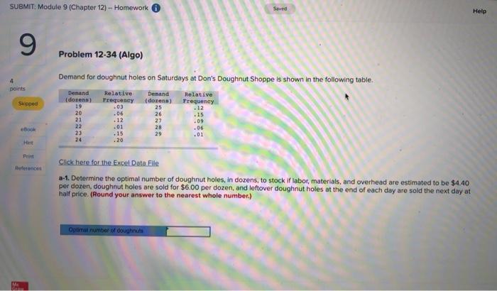 SUBMIT: Module 9 (Chapter 12) -- Homework Saved