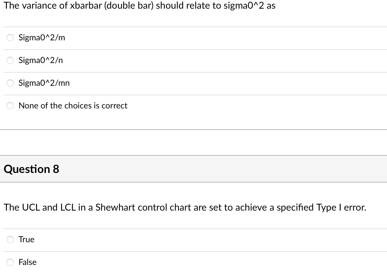 The variance of xbarbar (double bar) should