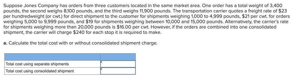 Suppose Jones Company has orders from three