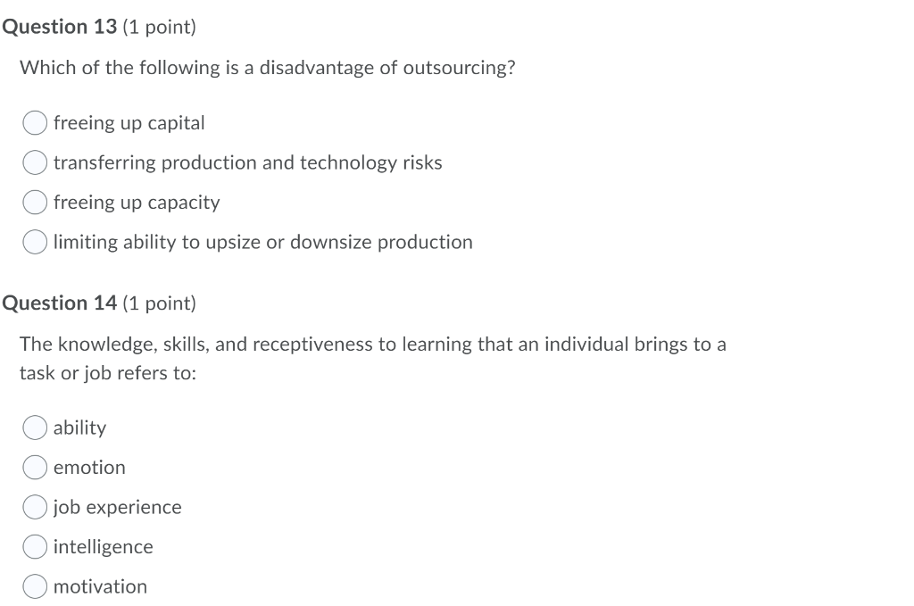 Question 13 (1 point) Which of the following is a