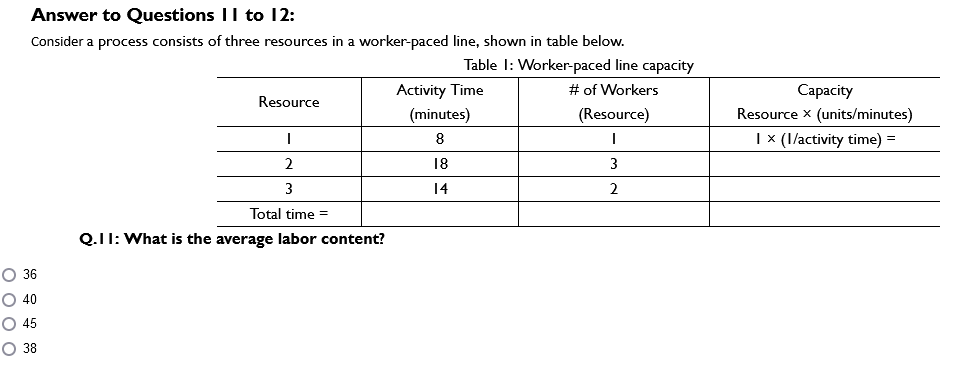 Answer to Questions II to I2: Consider a process