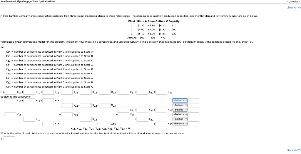 Problem 6-42 Algo (Supply Chain Optimization)