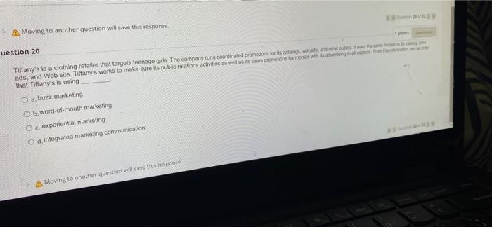 Moving to another question will save this