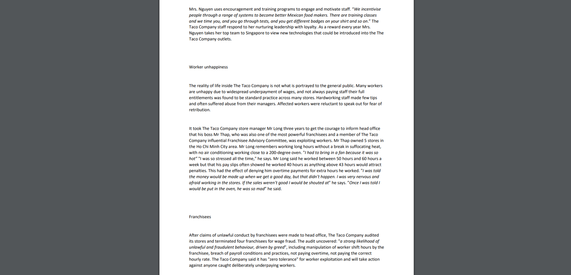 Length: Words: 1,500 words, excluding the