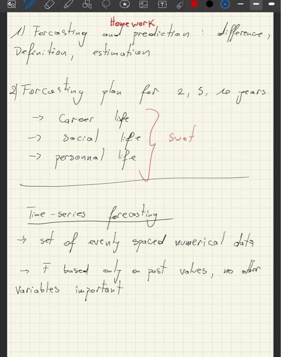1) Forcasting and prediction: difference,