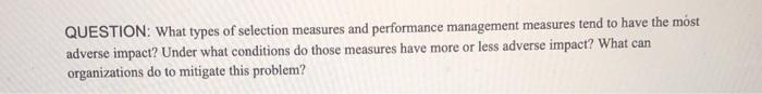 QUESTION: What types of selection measures and