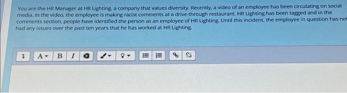 You are the HR Manager at HR Lighting, a company