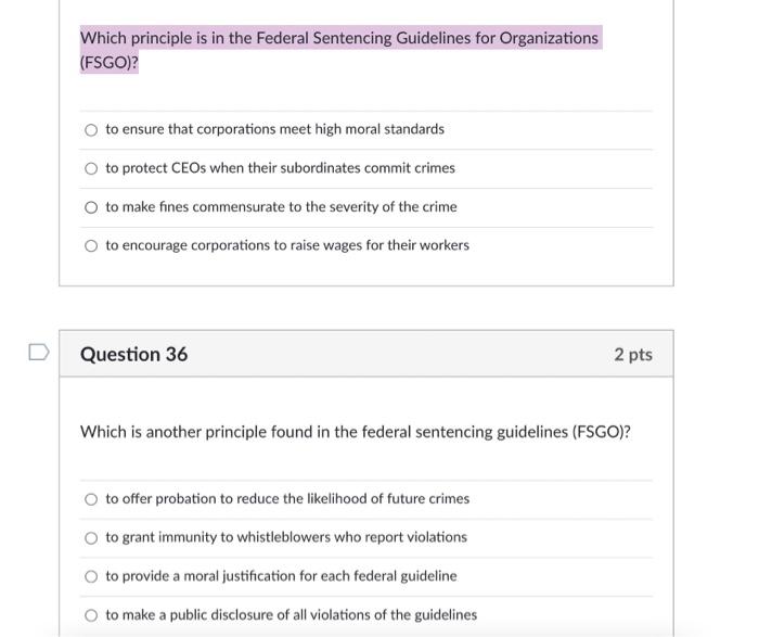 Which principle is in the Federal Sentencing