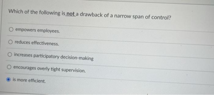 Which of the following is not a drawback of a