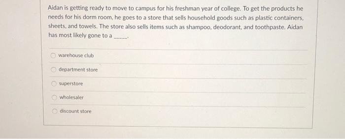 Aidan is getting ready to move to campus for his