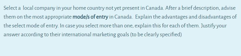 Select a local company in your home country not