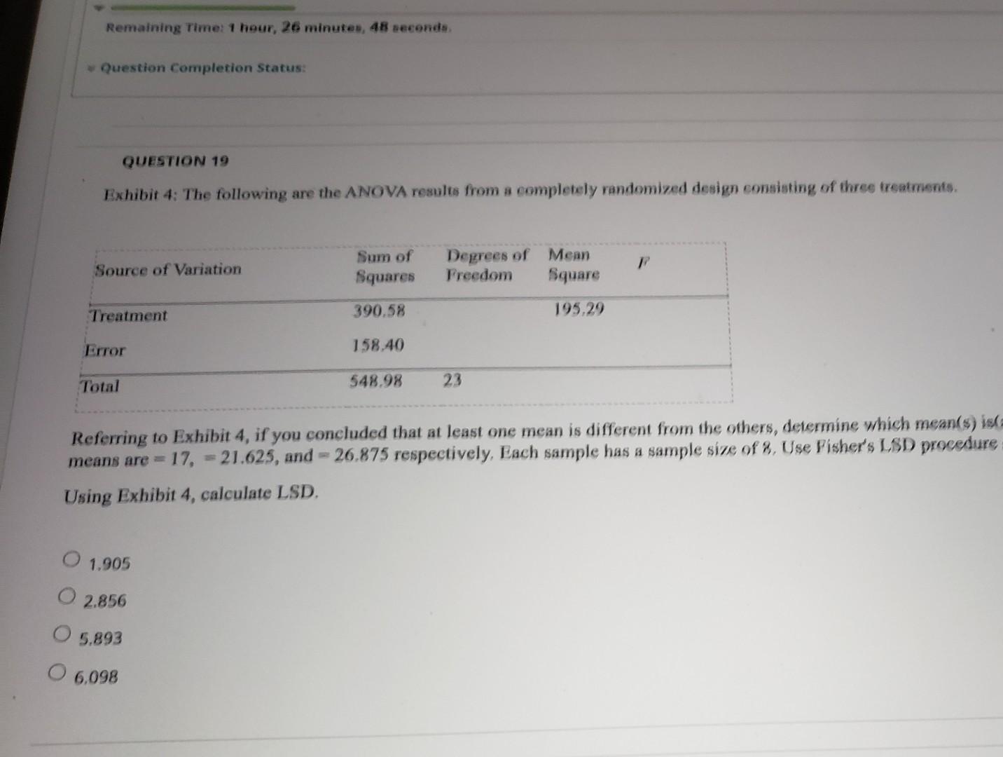 Remaining Time: 1 hour, 26 minutes, 48 seconds