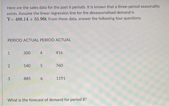Here are the sales data for the past 6 periods.
