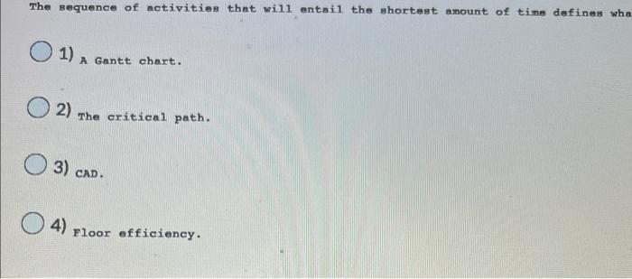 The sequence of nctivities that will entail the