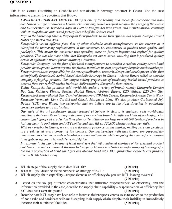 QUESTION 1 This is an extract describing an