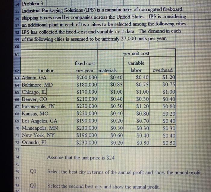 54 Problem 3 55 Industrial Packaging Solutions