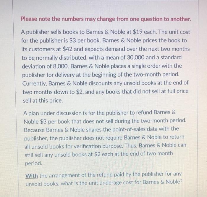 Please note the numbers may change from one