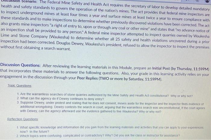 Scenario: The Federal Mine Safety and Health Act