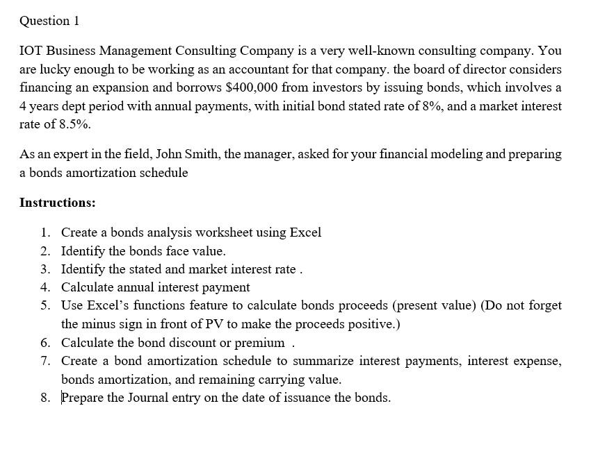 Question 1 IOT Business Management Consulting
