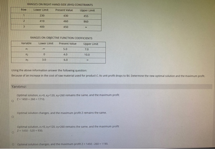 A company that manufactures three products, A. R