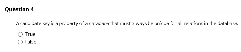 Design of Database Course Question 4 A candidate