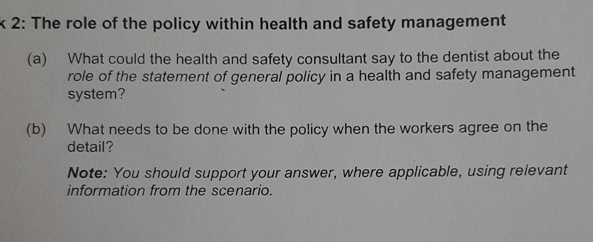 2: The role of the policy within health and