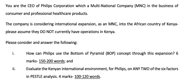 You are the CEO of Philips Corporation which a