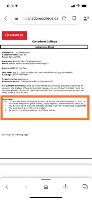 Select a service offered by an existing business