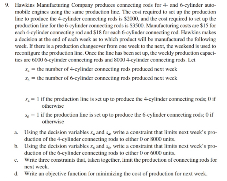 Hawkins Manufacturing Company produces connecting