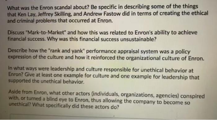 What was the Enron scandal about? Be specific in