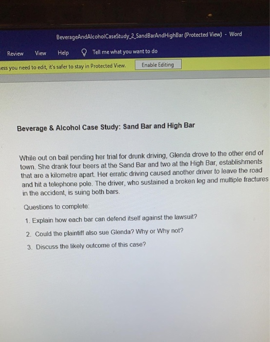 BeverageAndAlcoholCase Study_2_SandBarAndHighBar
