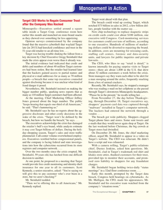 Please read the Management in Action case GMs New