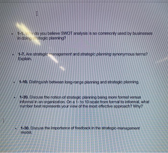 1-1. Why do you believe SWOT analysis is so