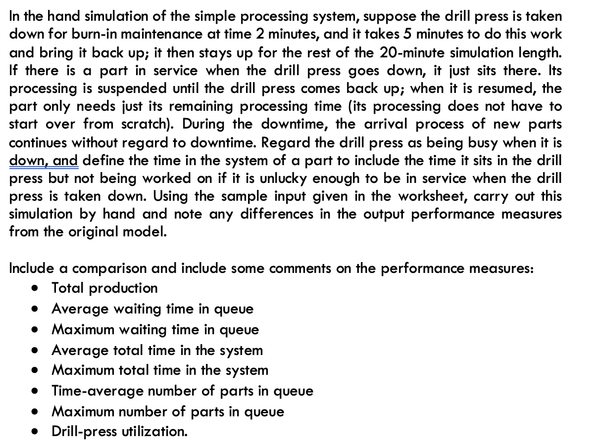 In the hand simulation of the simple processing