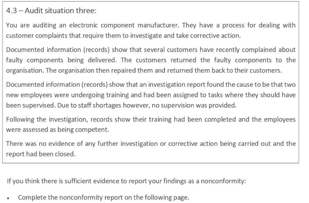 4.3 - Audit situation three: You are auditing an