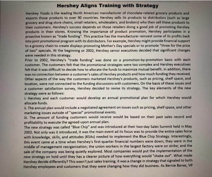 Hershey Aligns Training with Strategy Hershey