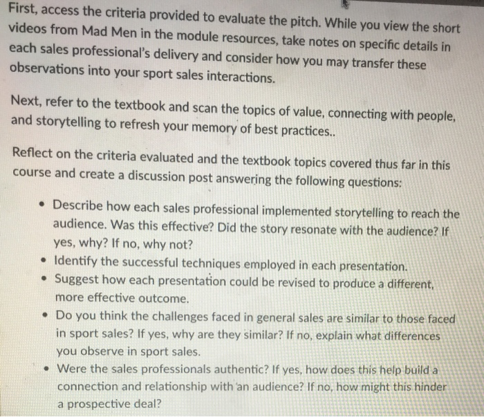 First, access the criteria provided to evaluate