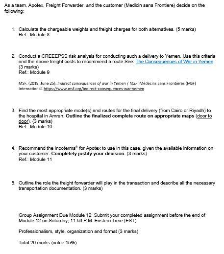 Your team will play the roles of a Freight