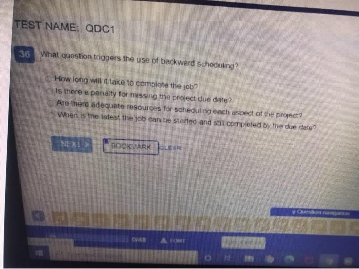 TEST NAME: QDC1 36 What question triggers the use