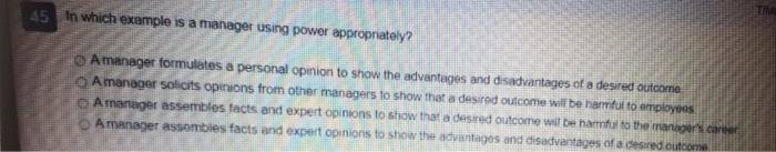 45 In which example is a manager using power