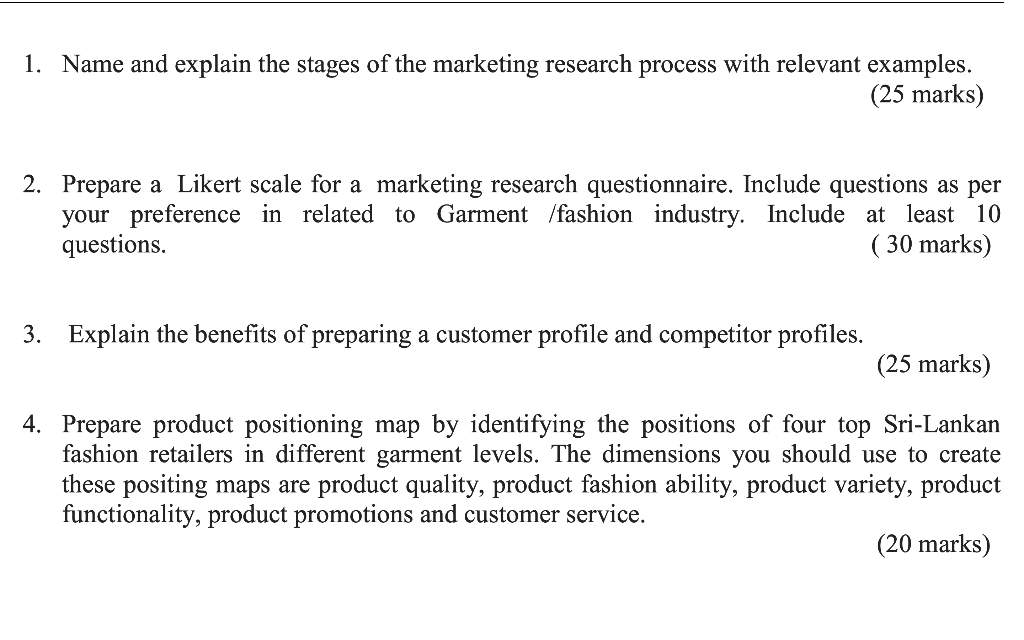 1. Name and explain the stages of the marketing