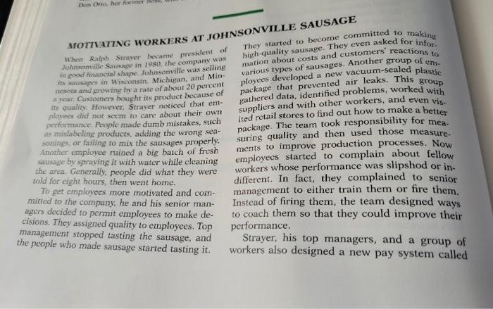 MOTTVATING WORKERS AT JOHNSONVILLE SAUSAUG When