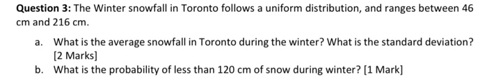 Question 3: The Winter snowfall in Toronto
