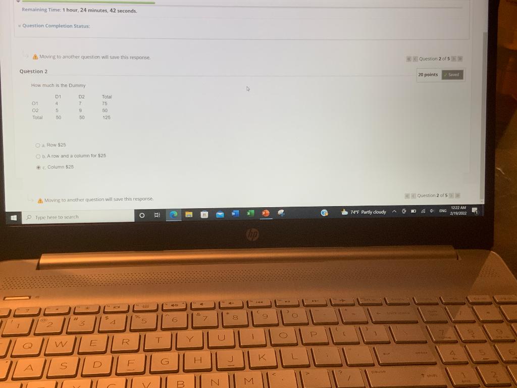 Remaining Time: 1 hour, 24 minutes, 42 seconds, :